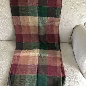 Pretty plaid tablecloth. Pinks & greens w/ silver threads.